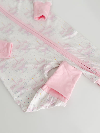 Happy Birthday Bamboo Romper - Pink