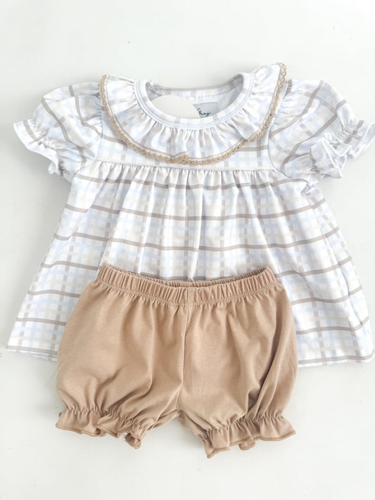 Teddy Plaid Bloomer Short Set