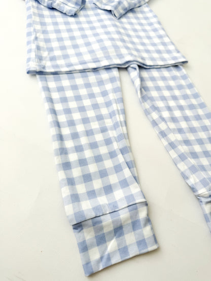 Sky Gingham Bamboo Set
