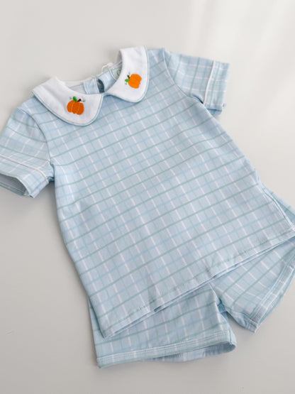 Blue Pumpkin Plaid Shortie Set