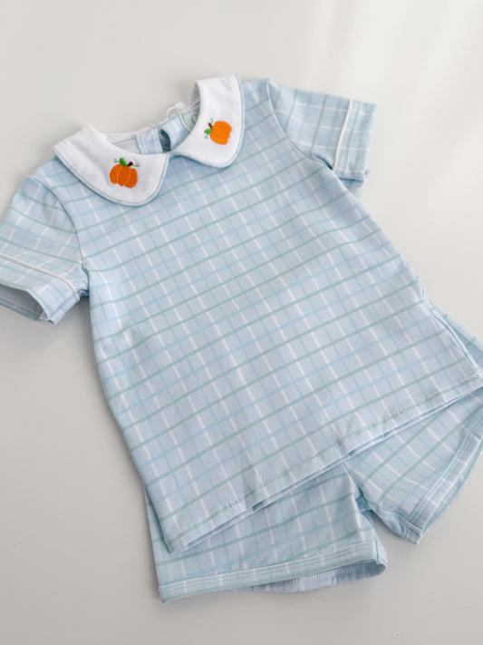 Blue Pumpkin Plaid Shortie Set