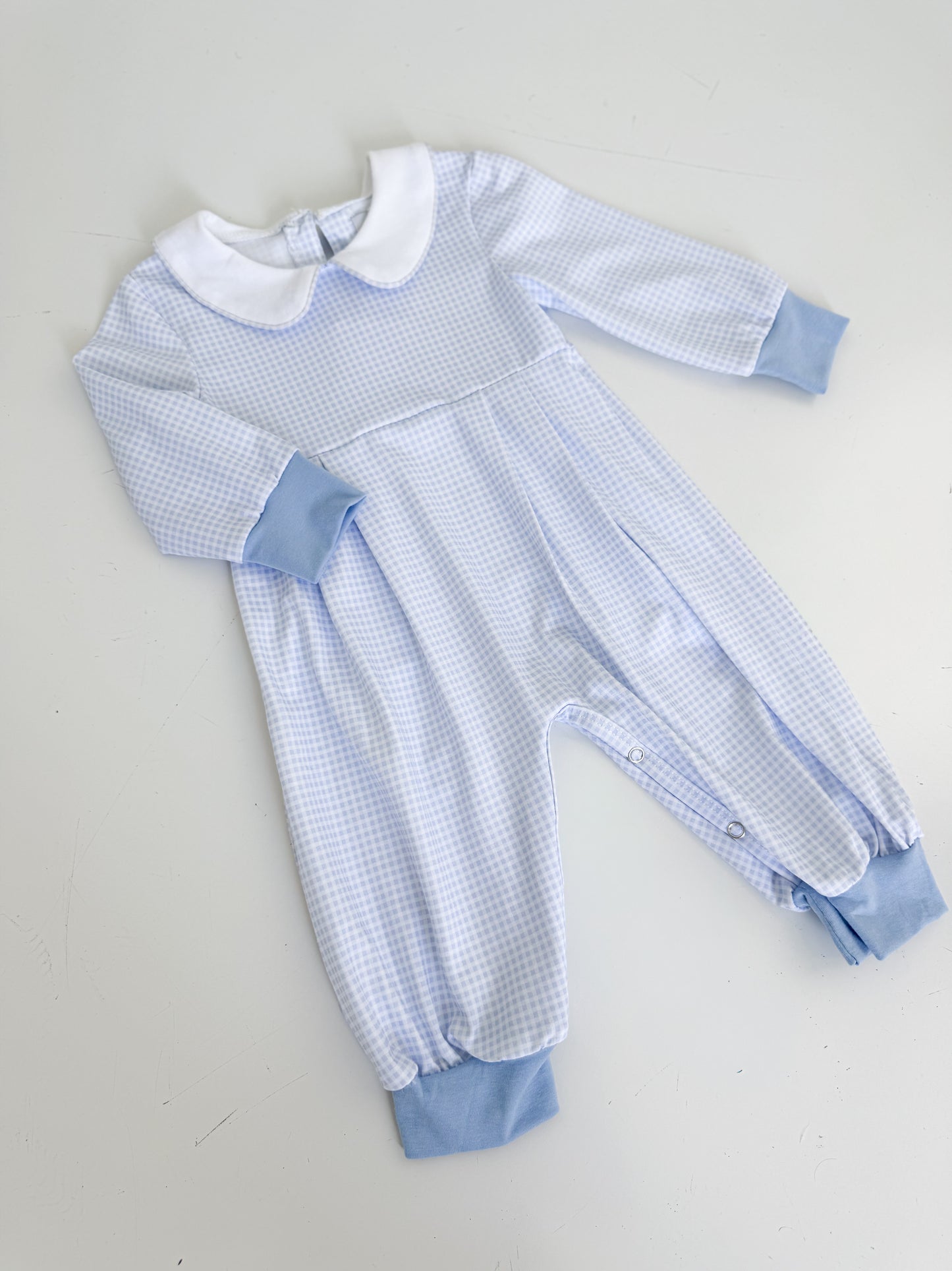 Jax Blue Gingham Long Romper