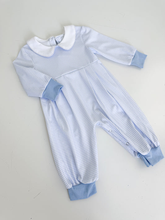 Jax Blue Gingham Long Romper