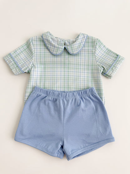 Lincoln Plaid Boys Shortie Set