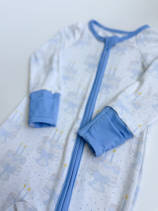 Happy Birthday Bamboo Romper - Blue