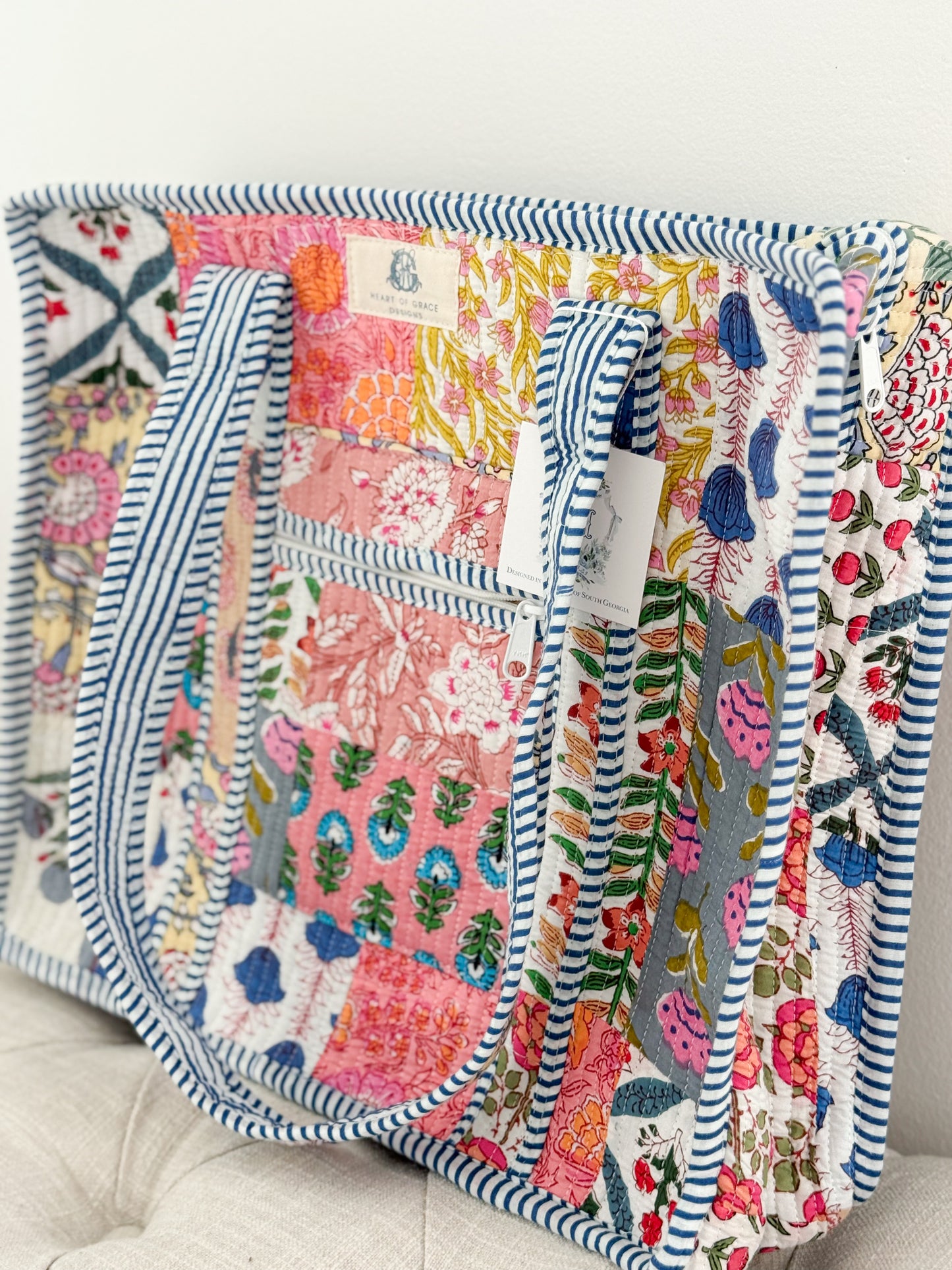 Wildflower Patch | Quilted Zipper Tote Bag