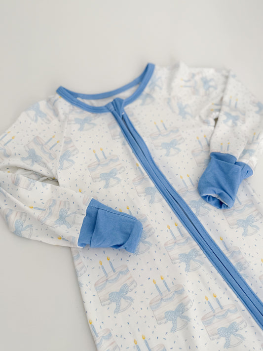 Happy Birthday Bamboo Romper - Blue