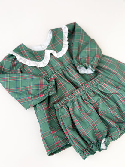 Penny Christmas Plaid Bloomer Set
