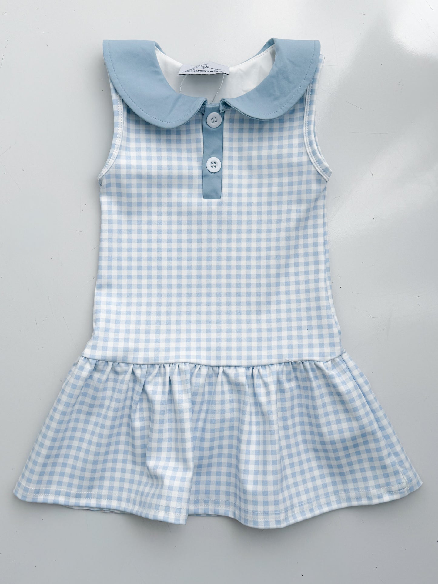 Blue Gingham Yoga Dress