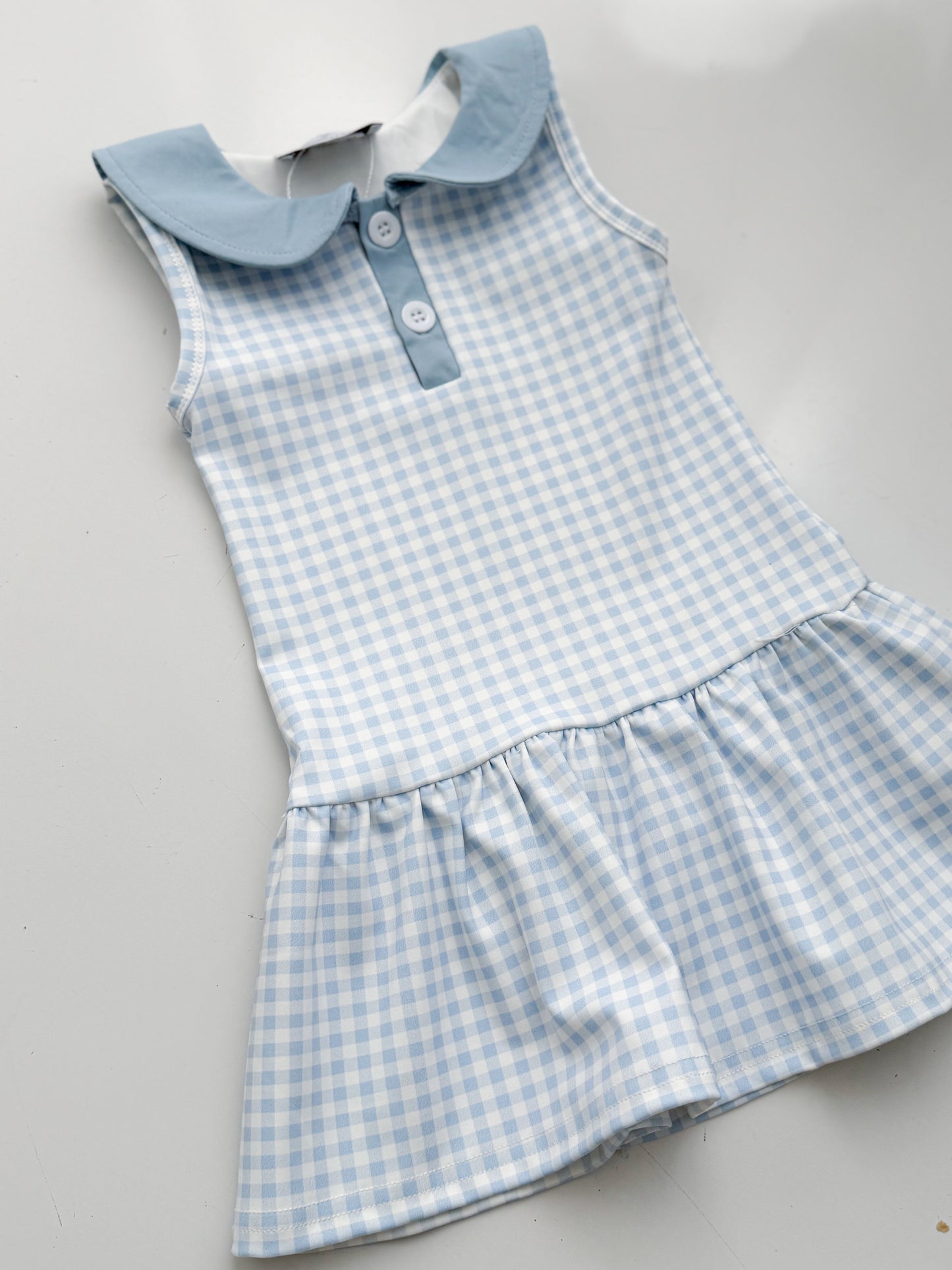 Blue Gingham Yoga Dress