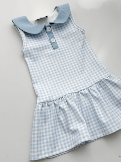 Blue Gingham Yoga Dress