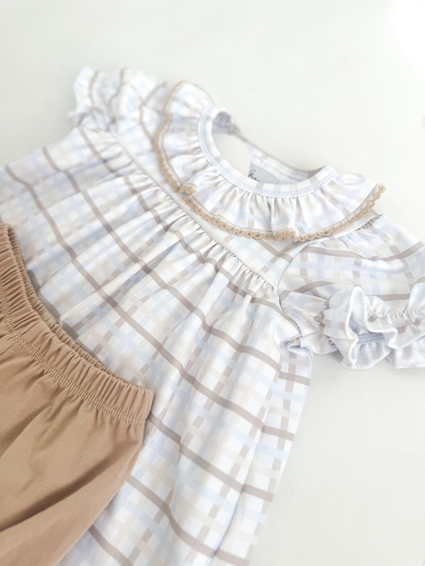 Teddy Plaid Bloomer Short Set