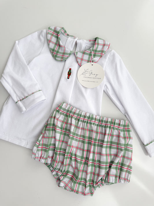 Nutcracker Plaid Boys Bloomer Set