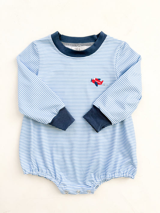 Striped Airplane Long Sleeve Bubble