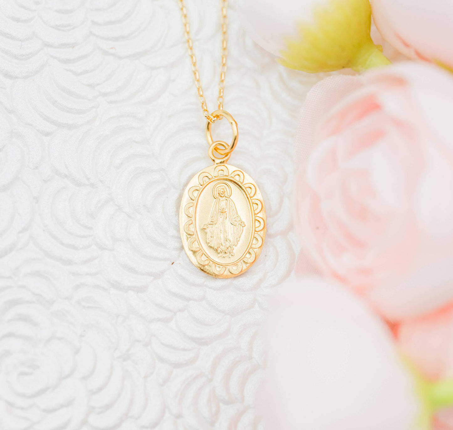 Gold Plated Miraculous Medal Necklace