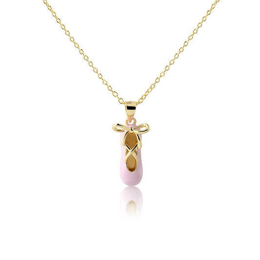 Pink Ballet Slipper Necklace - 14K Gold-Plated