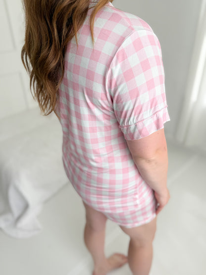 Petal Pink Gingham Mommy Bamboo Set