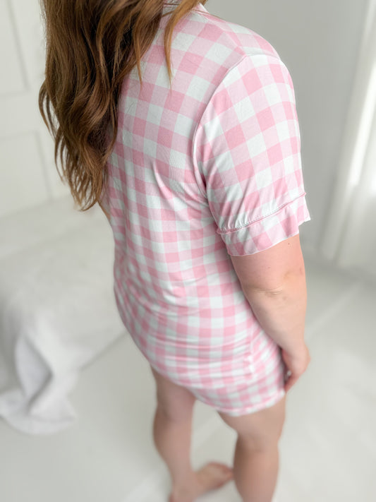 Petal Pink Gingham Mommy Bamboo Set
