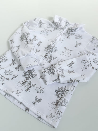 Pointer Toile Knit Quarter Zip