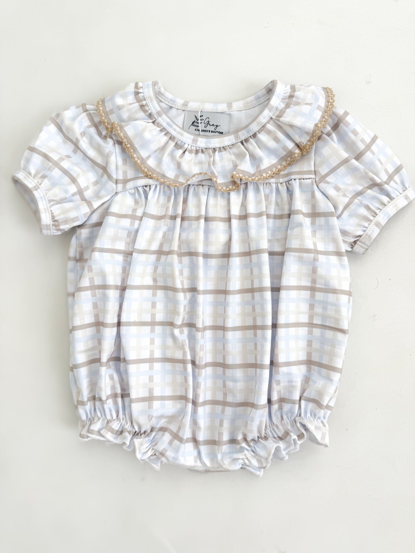 Teddy Plaid Girls Bubble
