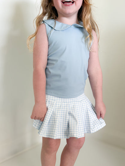 Blue Gingham Yoga Skort Set