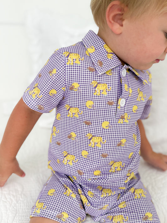 Gameday Gingham Polo Romper