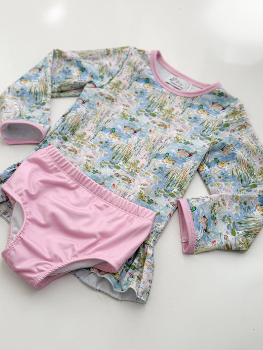 Sitting Duck Girls Rashguard Swim Set