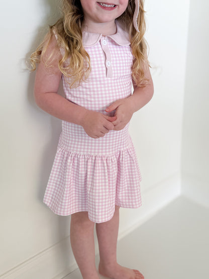 Pink Gingham Yoga Dress