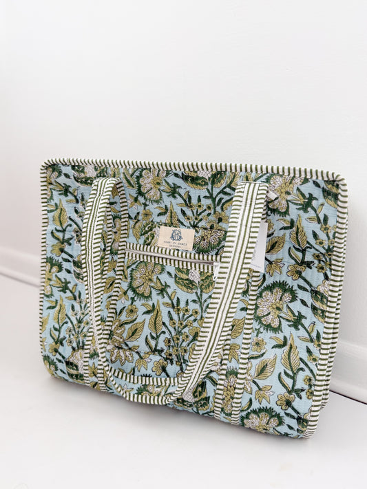 Georgia Vine Zipper Tote | Quilted Zipper Tote Bag 