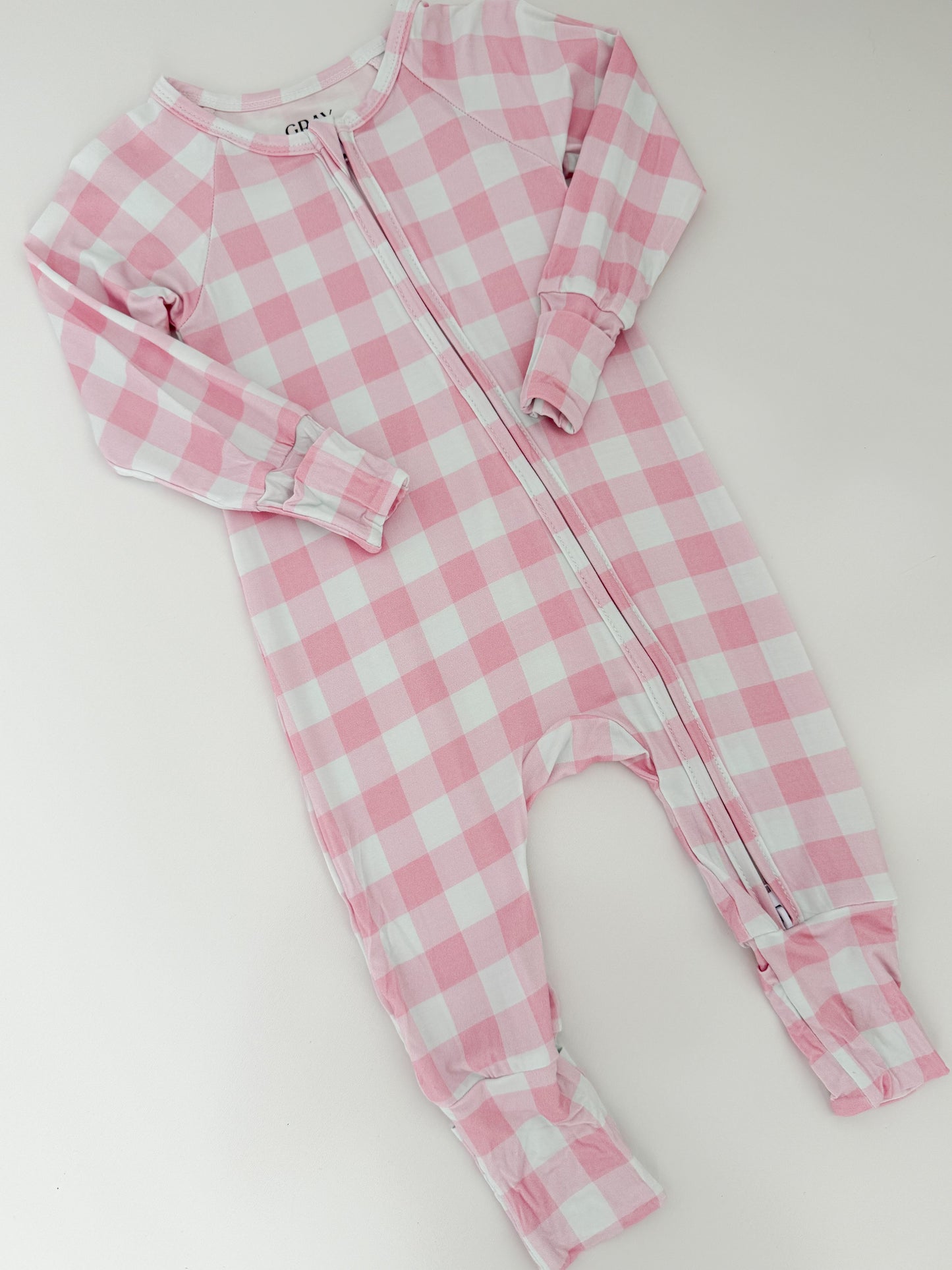 Petal Pink Gingham Bamboo Zippy