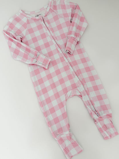 Petal Pink Gingham Bamboo Zippy