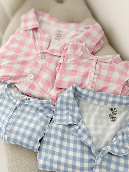 Petal Pink Gingham Mommy Bamboo Set