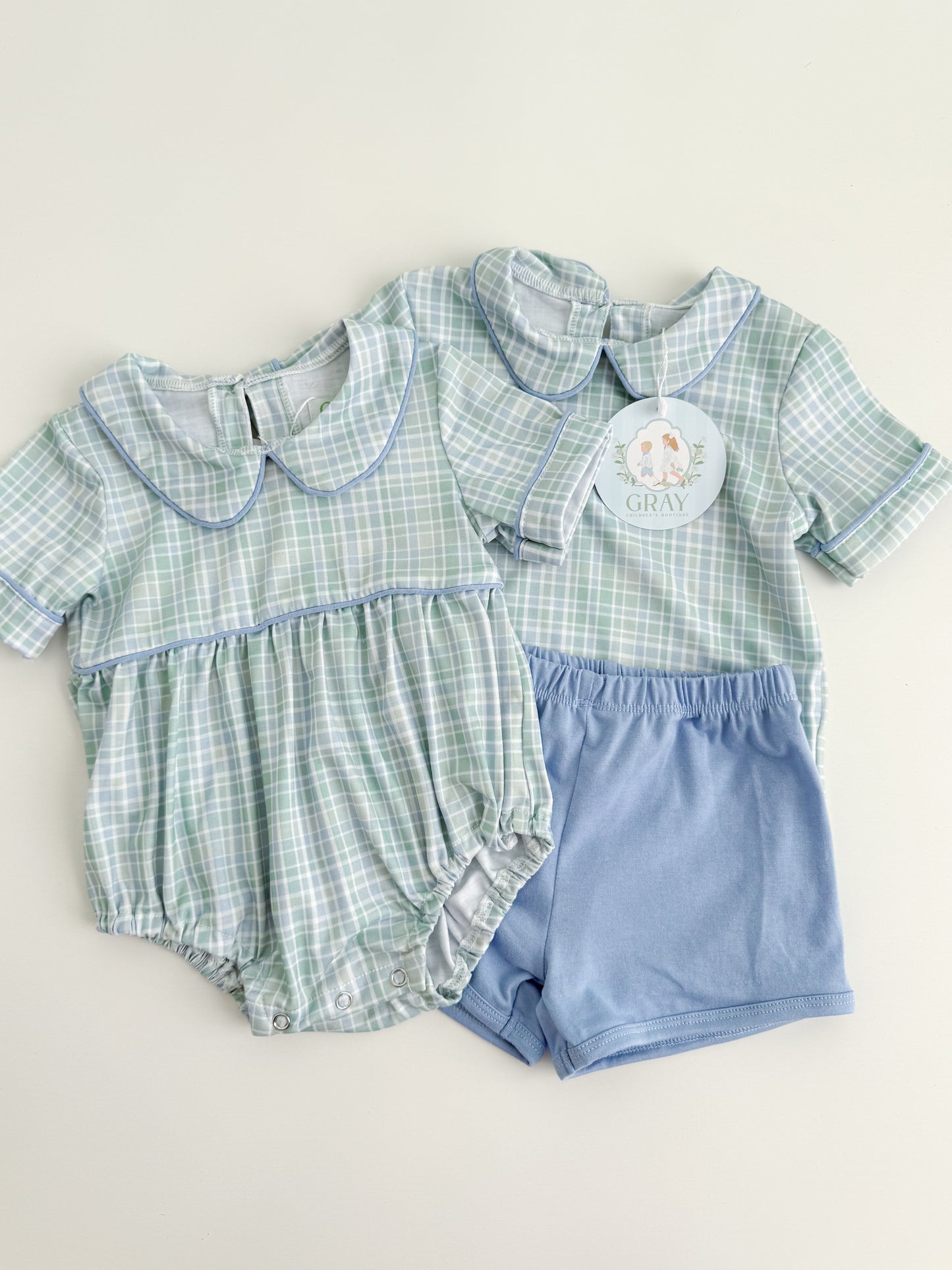 Lincoln Plaid Boys Shortie Set
