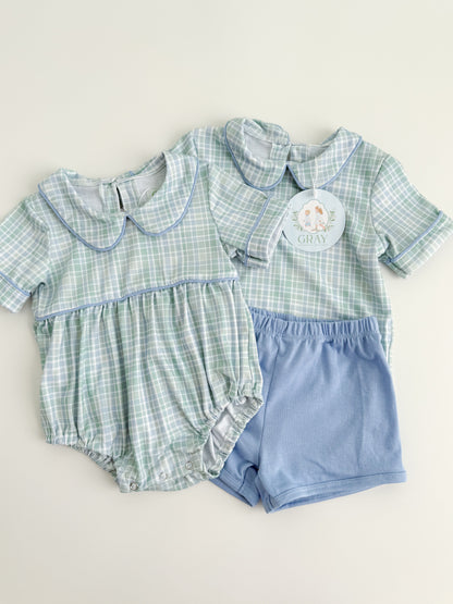 Lincoln Plaid Boys Shortie Set