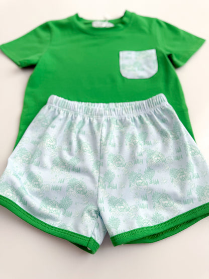 Green Farm Toile Boys Short Set
