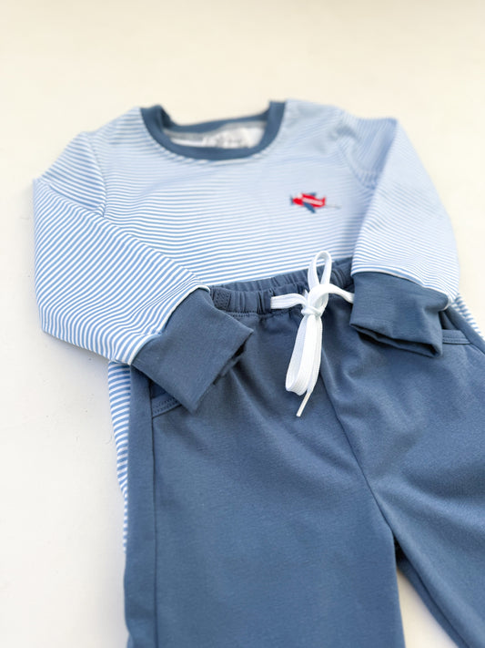 Striped Airplane Jogger Set