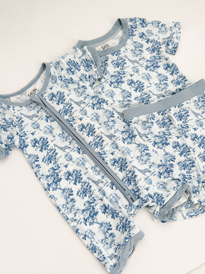 Safari Toile Bamboo Shortie Romper