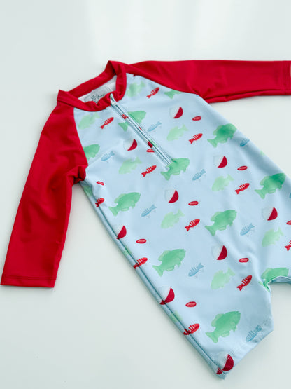 Reeling In Boys One Piece Rashgaurd