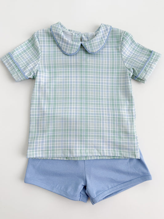 Lincoln Plaid Boys Shortie Set