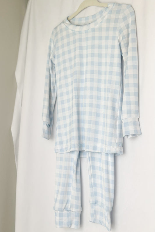 Blue Gingham Bamboo Pajama Set