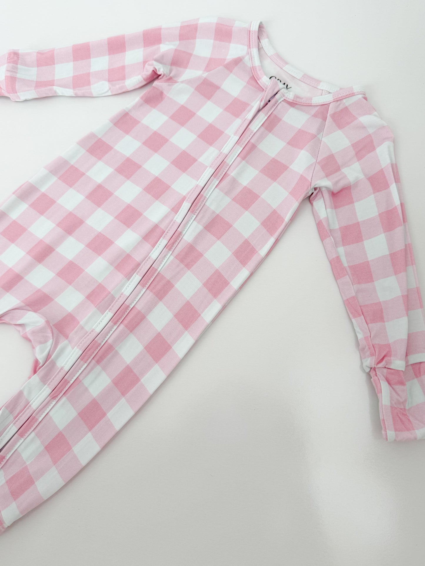 Petal Pink Gingham Bamboo Zippy