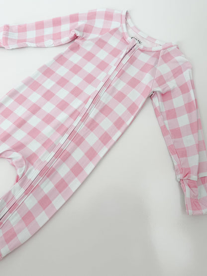 Petal Pink Gingham Bamboo Zippy