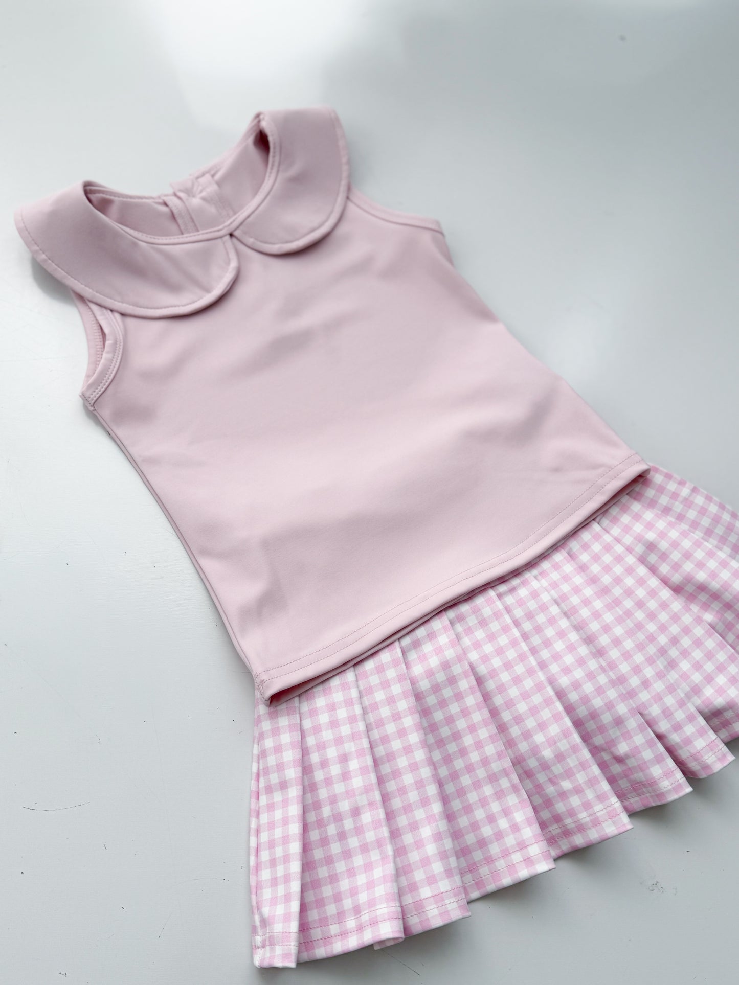 Pink Gingham Yoga Skort Set