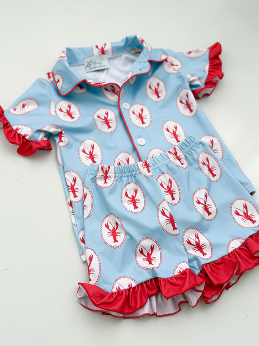Crawfish Cutie Ruffle Girls Pajama Set