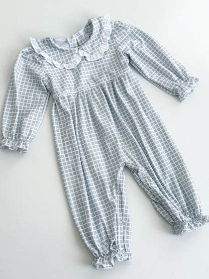 Saige Plaid Ruffle Long Romper