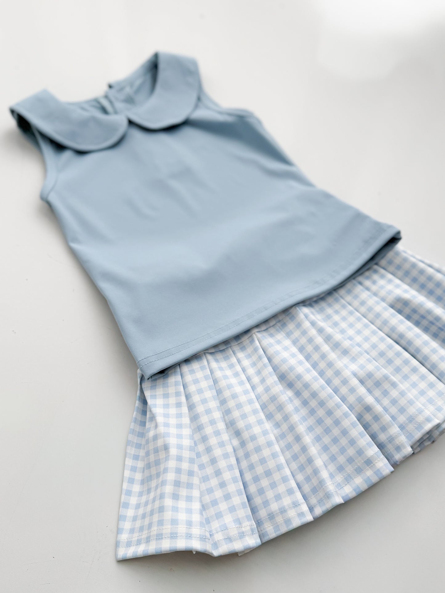 Blue Gingham Yoga Skort Set