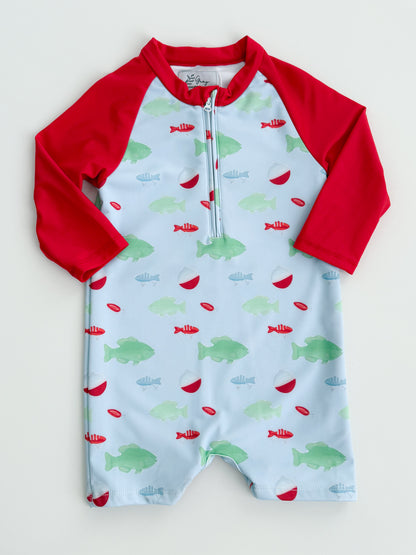 Reeling In Boys One Piece Rashgaurd