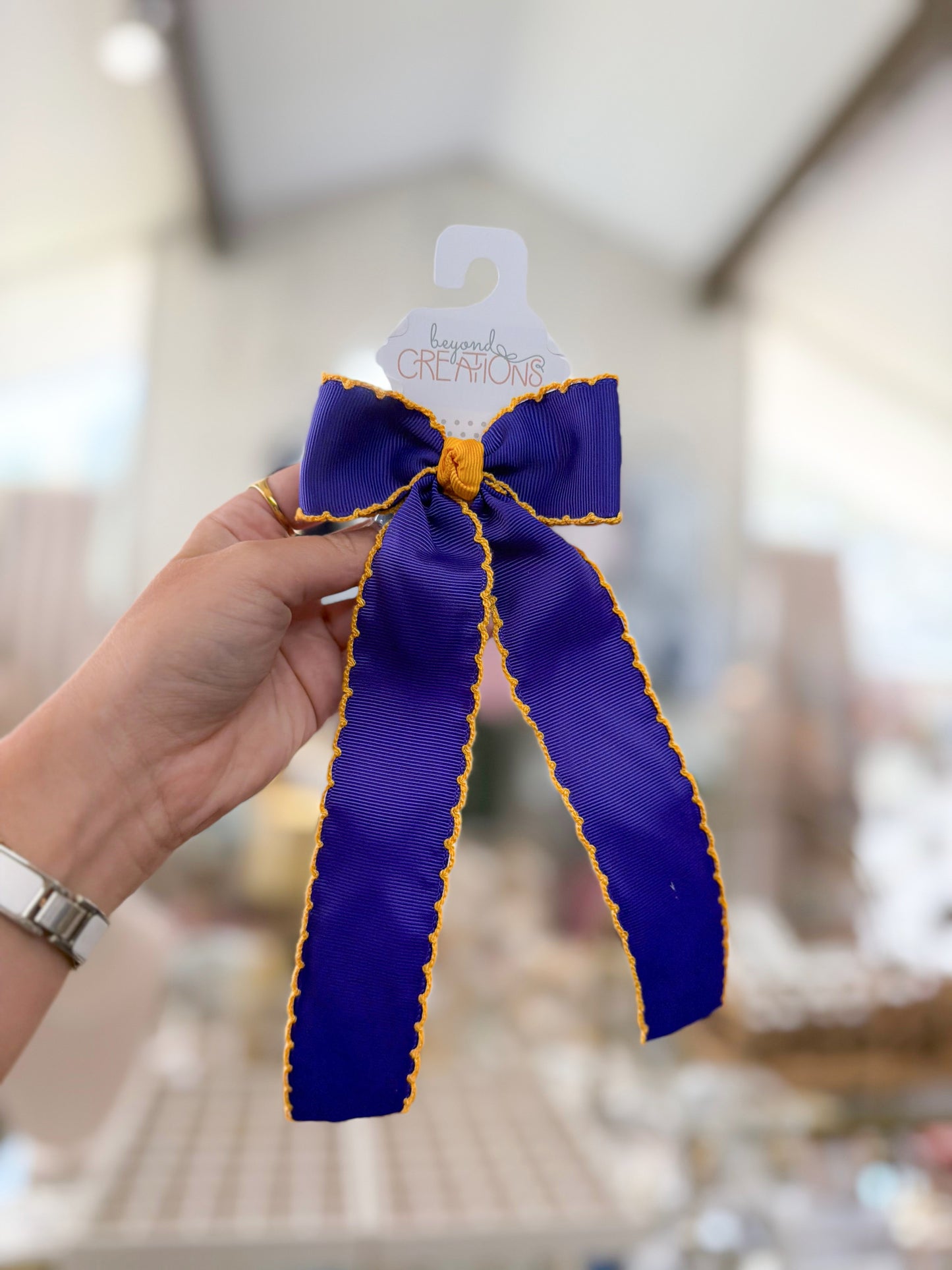 Moonstitch Two Tone Flat Bow (Purple & Yellow Gold)