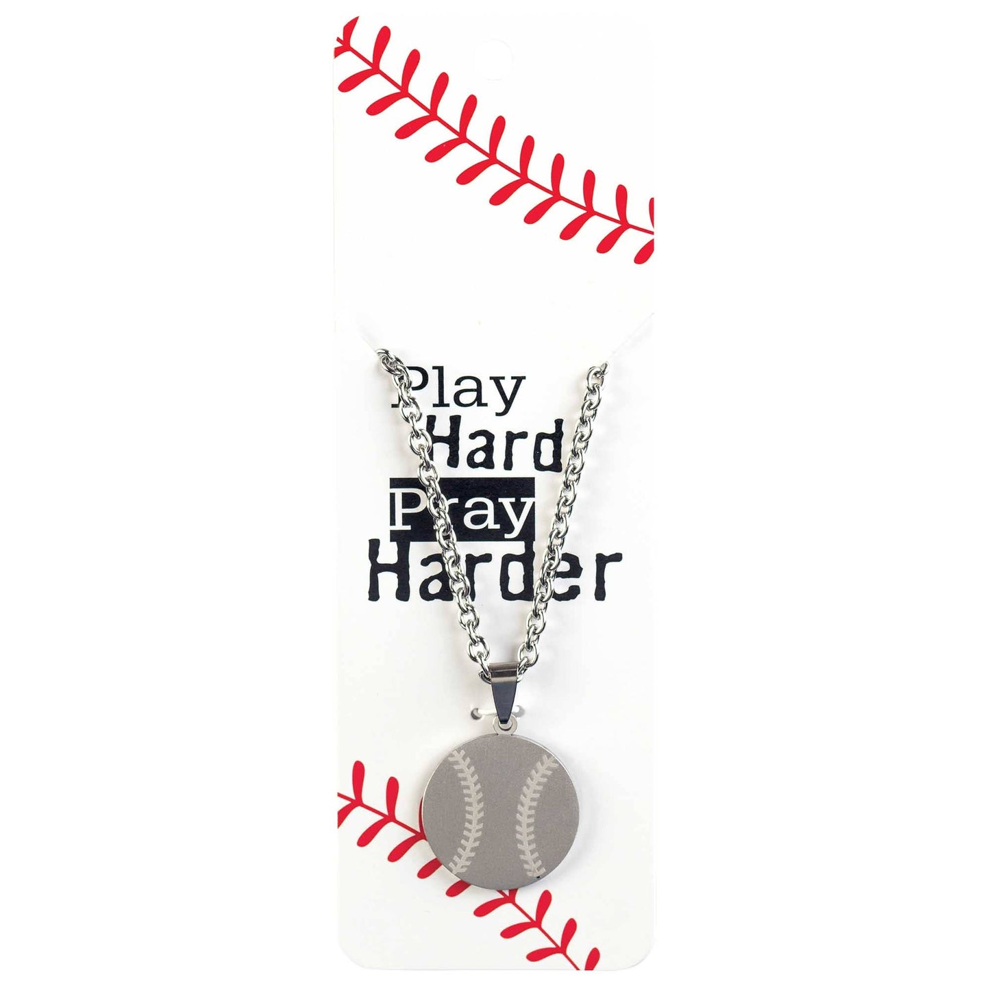 Baseball Pray Hard Necklace 24"