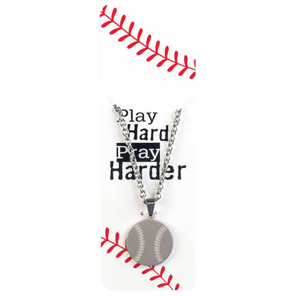Baseball Pray Hard Necklace 24"